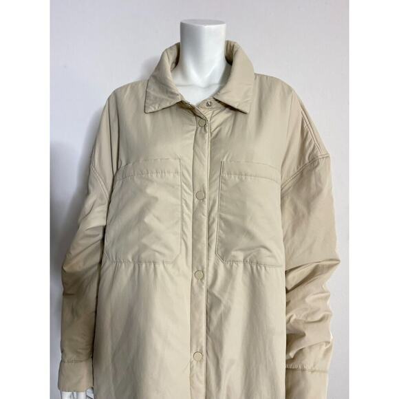 Abercrombie & Fitch XL Jacket Oversized Puffer Shacket Beige Gorpcore Parka - Picture 2 of 8